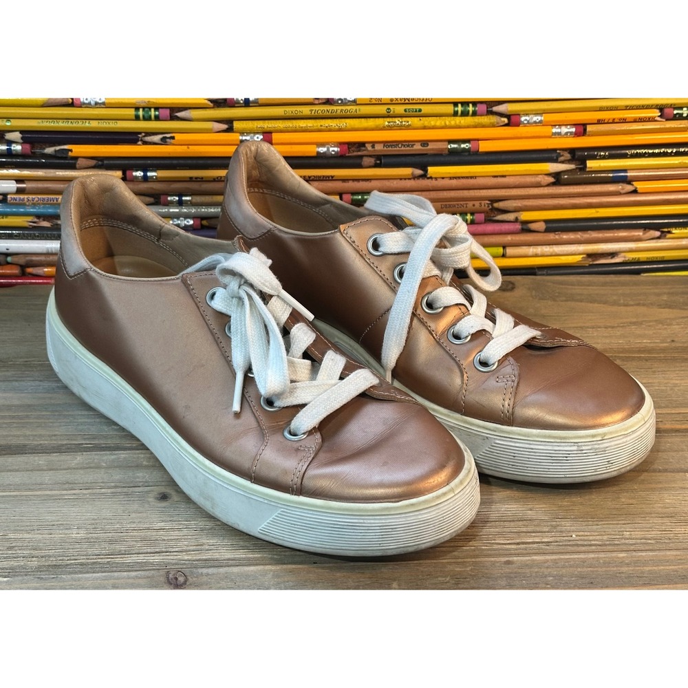 ECCO Soft 7 Metallic Rose Leather Sneakers Womens 9 / 40 Sporty Classy